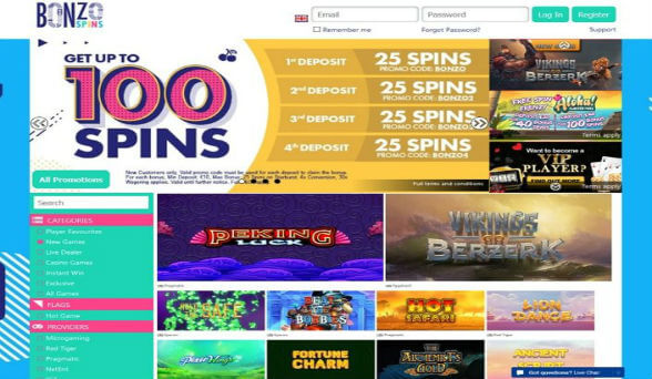 BonzoSpins Casino screenshot